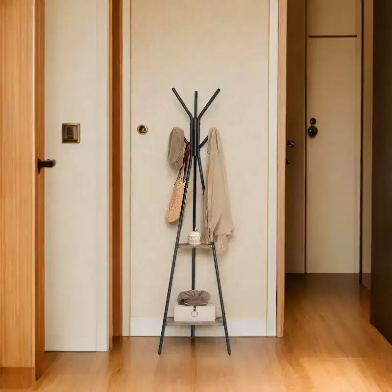 Porte-manteau style industriel avec 2 étagères : Organiseur Robuste et Élégant