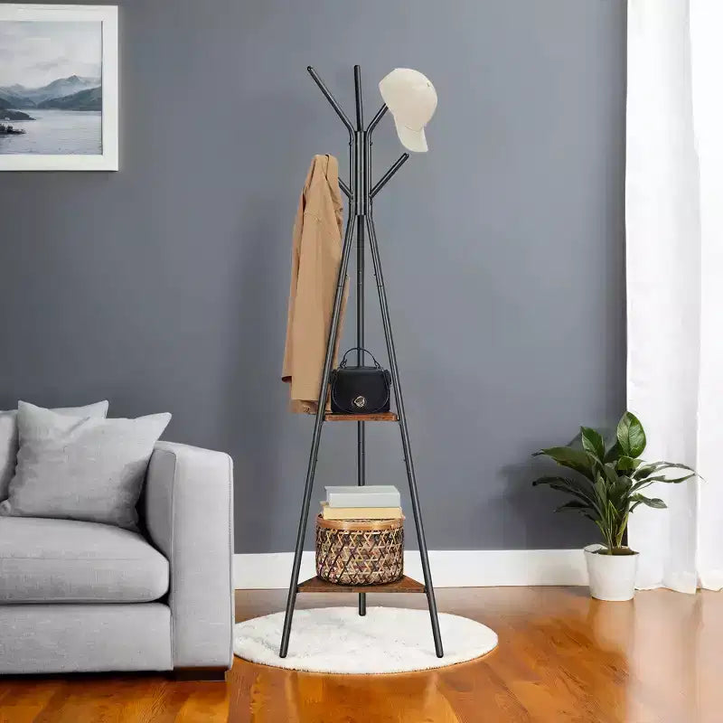 Porte-manteau style industriel avec 2 étagères : Organiseur Robuste et Élégant