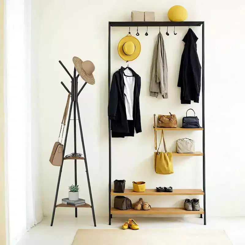 Porte-manteau style industriel avec 2 étagères : Organiseur Robuste et Élégant