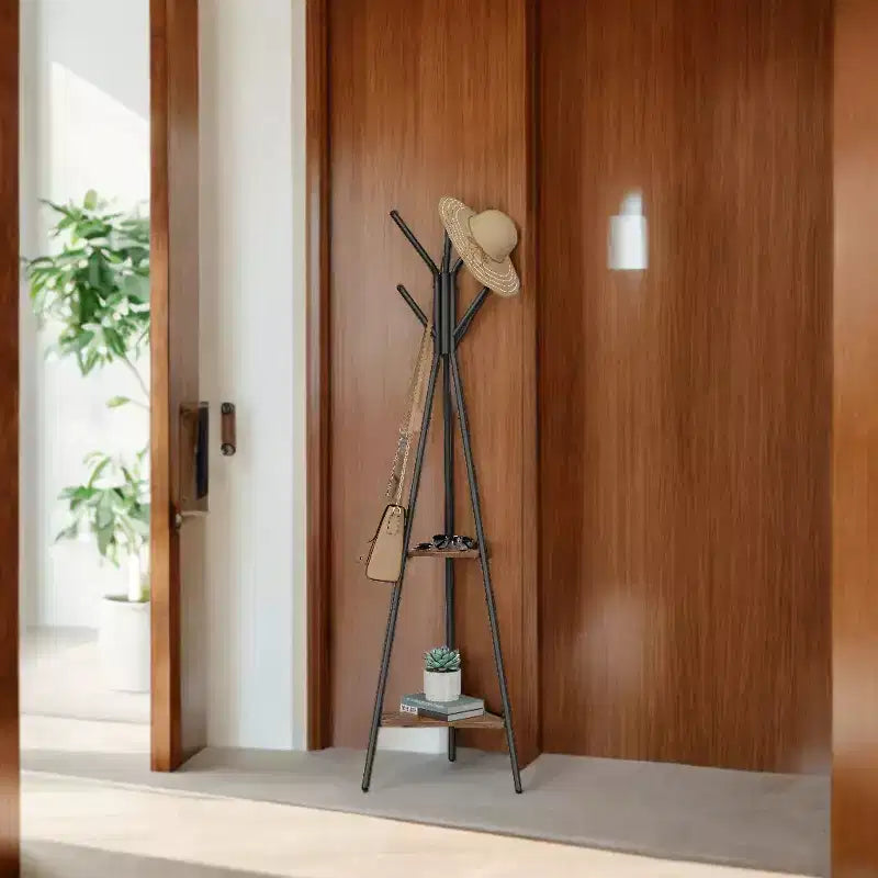 Porte-manteau style industriel avec 2 étagères : Organiseur Robuste et Élégant