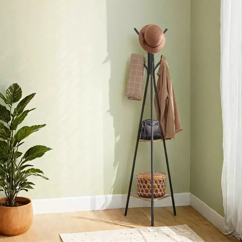 Porte-manteau style industriel avec 2 étagères : Organiseur Robuste et Élégant