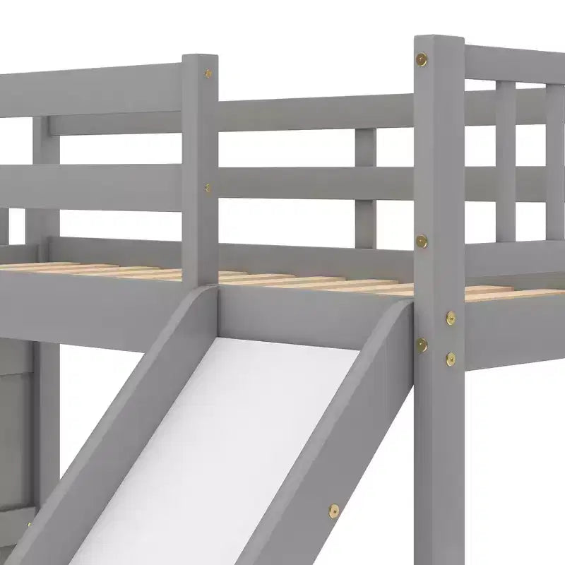Lit superposé en bois avec toboggan convertible et escalier