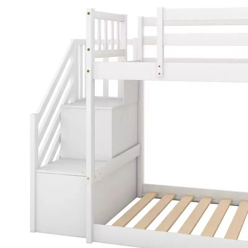 Lit superposé en bois avec toboggan convertible et escalier