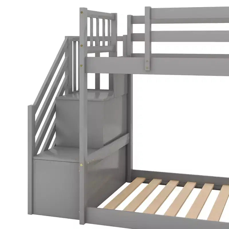 Lit superposé en bois avec toboggan convertible et escalier
