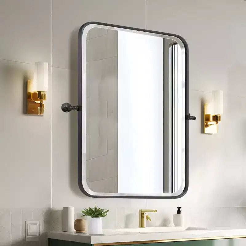 PexFix Iron Round Corner Rectangle Three Color Swivel Hardware Wall Mirror