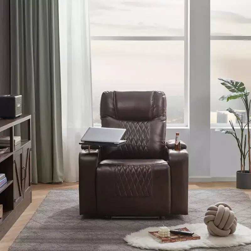 Fauteuil inclinable électrique avec port de chargement USB, 2 porte-gobelets et tablette pivotante à 360°