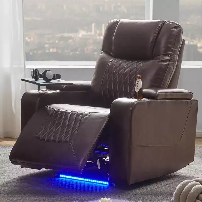 Fauteuil inclinable électrique avec port de chargement USB, 2 porte-gobelets et tablette pivotante à 360°