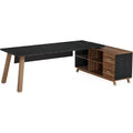 Bureau de direction, bureau d'ordinateur en L avec meuble de rangement