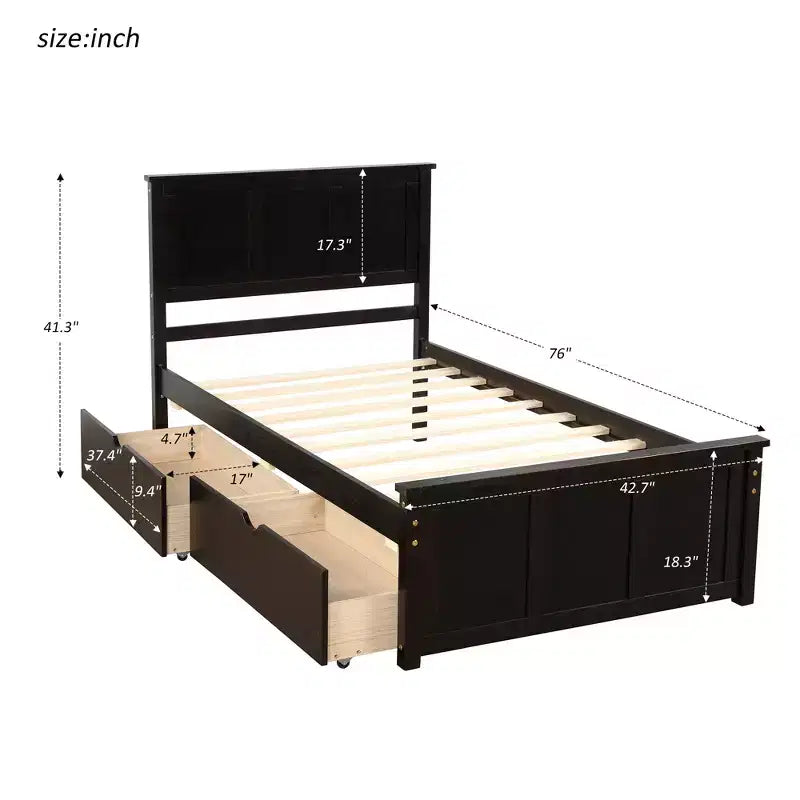 Lit plateforme moderne en bois de taille double