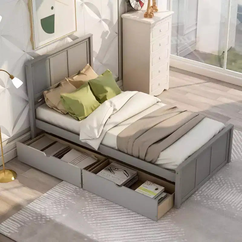 Lit plateforme moderne en bois de taille double