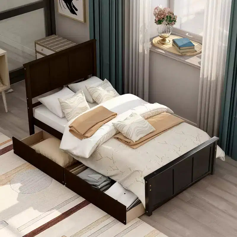 Lit plateforme moderne en bois de taille double