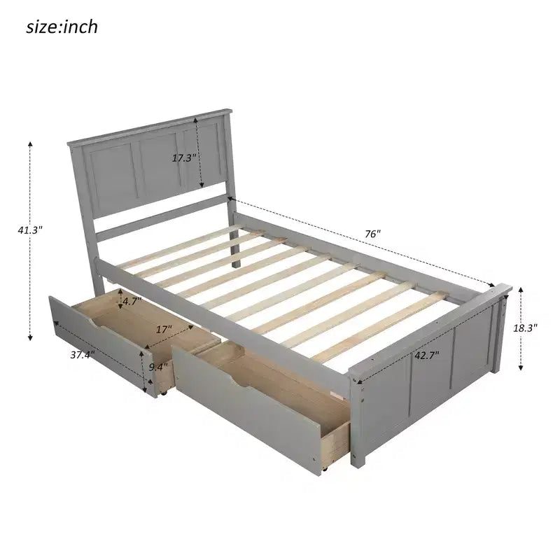 Lit plateforme moderne en bois de taille double