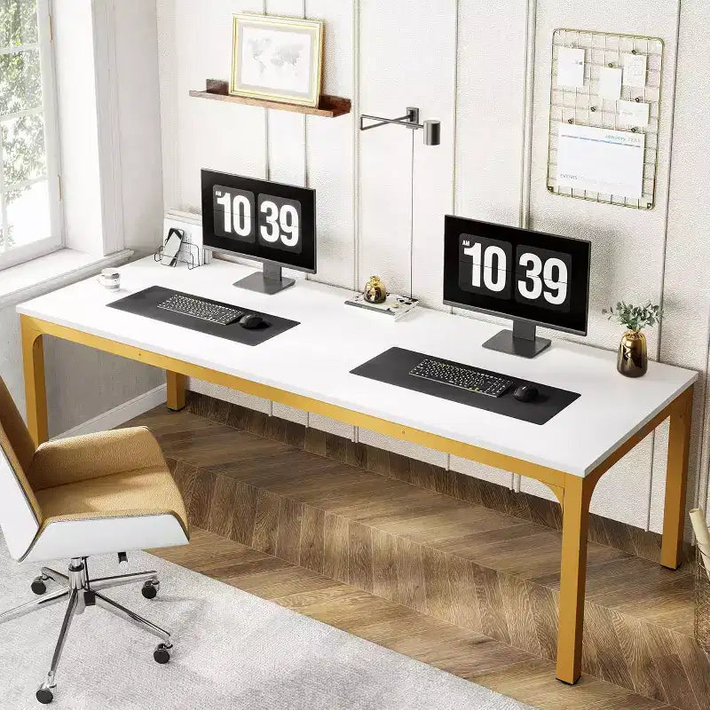 Grand bureau d'ordinateur double, poste de travail pour deux personnes, idéal pour le bureau à domicile