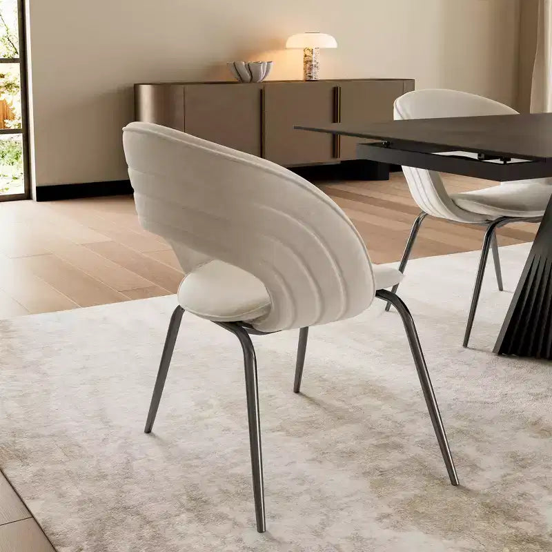 Chaise de salle à manger en velours 1 pièce, blanc cassé