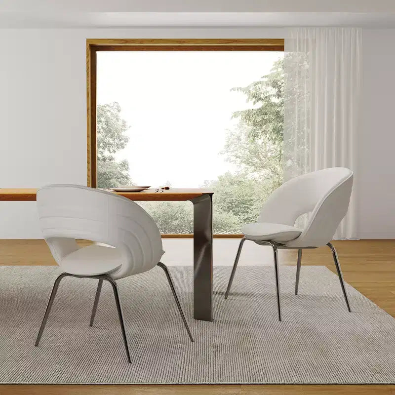 Chaise de salle à manger en velours 1 pièce, blanc cassé