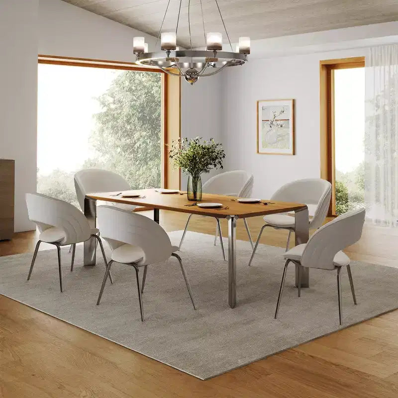 Chaise de salle à manger en velours 1 pièce, blanc cassé