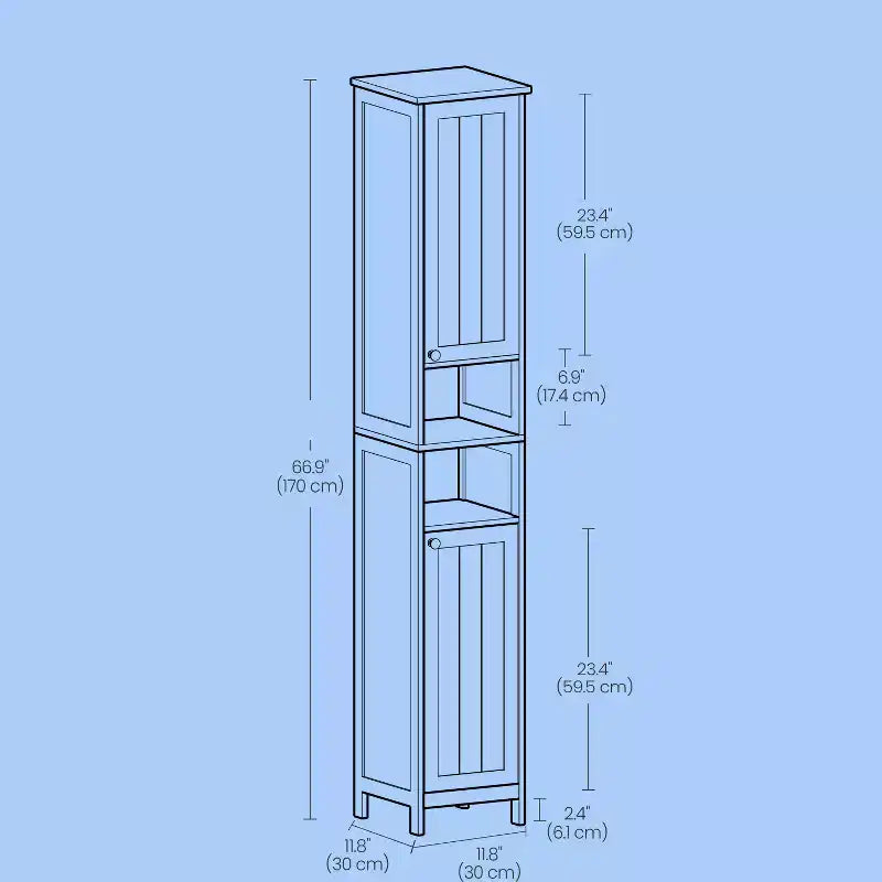Armoire de rangement moderne et fine avec étagères réglables - Organisateur autoportant haut