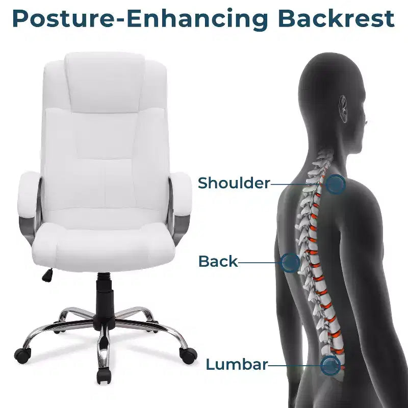 Chaise de bureau de direction en similicuir à dossier haut