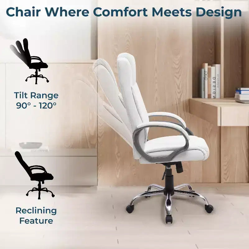 Chaise de bureau de direction en similicuir à dossier haut