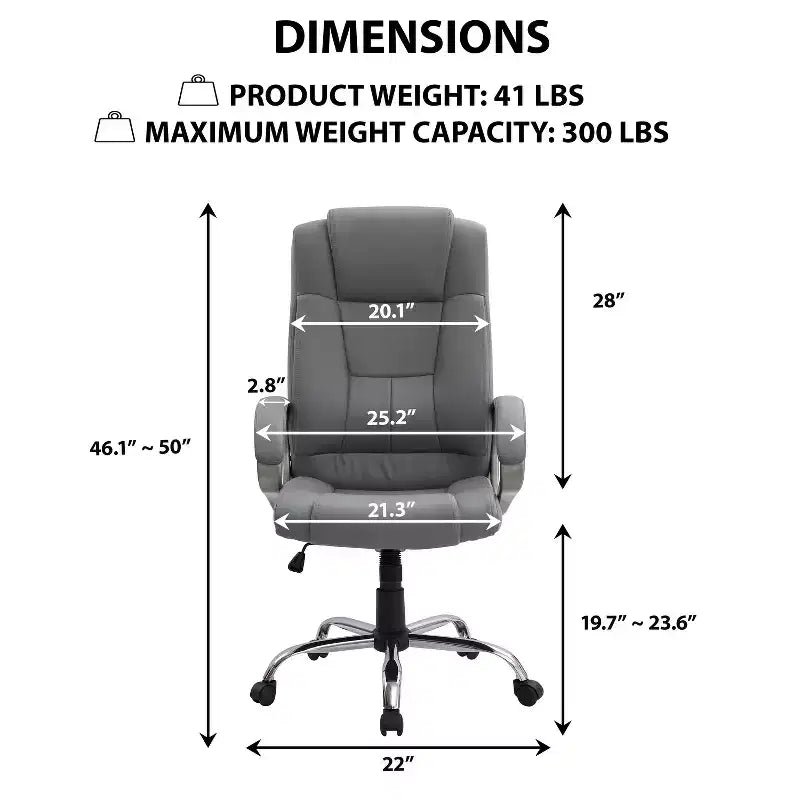 Chaise de bureau de direction en similicuir à dossier haut