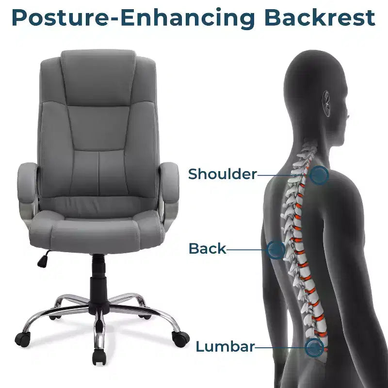Chaise de bureau de direction en similicuir à dossier haut