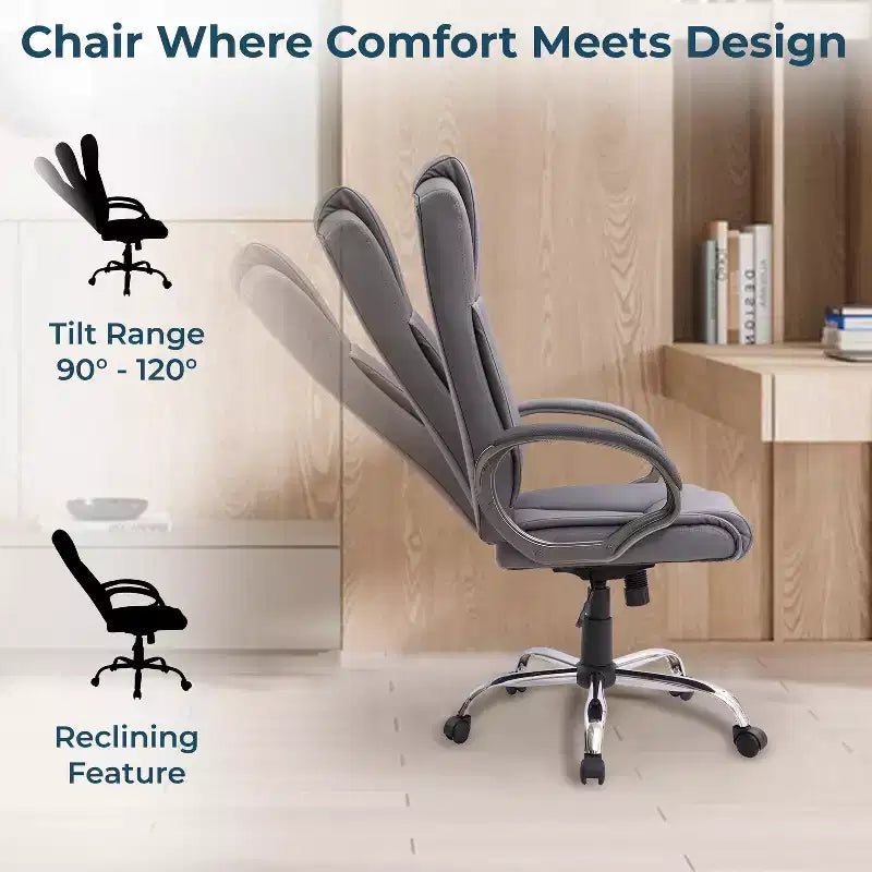 Chaise de bureau de direction en similicuir à dossier haut