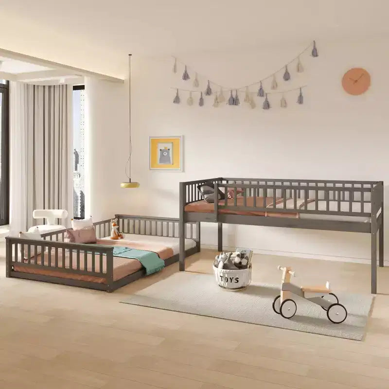Lit superposé robuste, construction en MDF durable