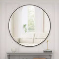 Miroir mural circulaire noir : Cadre en métal, Miroir de courtoisie rond, Coiffeuse