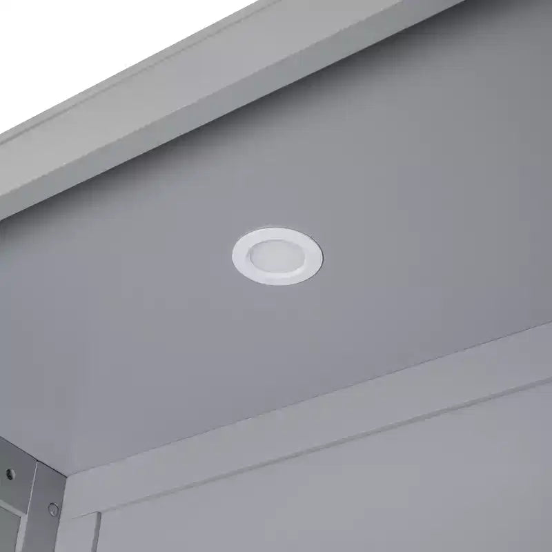 Lit en bois moderne, se repliant en armoire avec étagères, penderie et éclairage LED