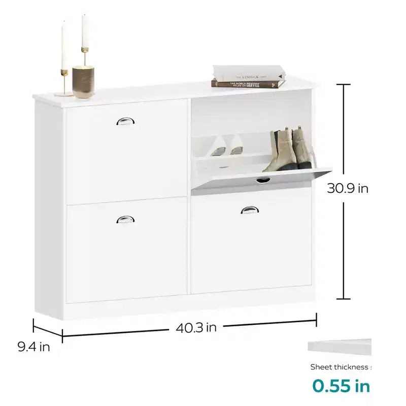 Meuble à chaussures étroit et discret à 4 tiroirs, étagère à chaussures multi-scènes, organisateur de chaussures polyvalent