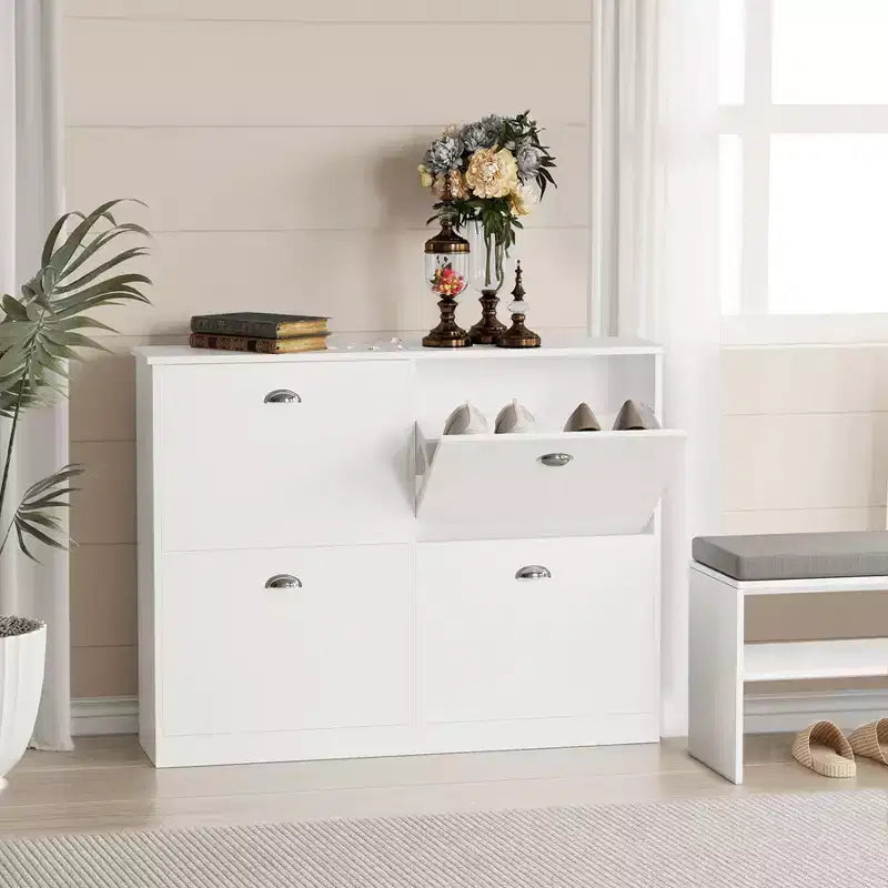 Meuble à chaussures étroit et discret à 4 tiroirs, étagère à chaussures multi-scènes, organisateur de chaussures polyvalent