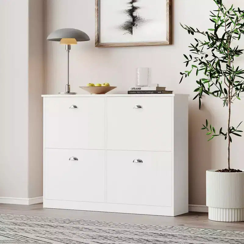 Meuble à chaussures étroit et discret à 4 tiroirs, étagère à chaussures multi-scènes, organisateur de chaussures polyvalent