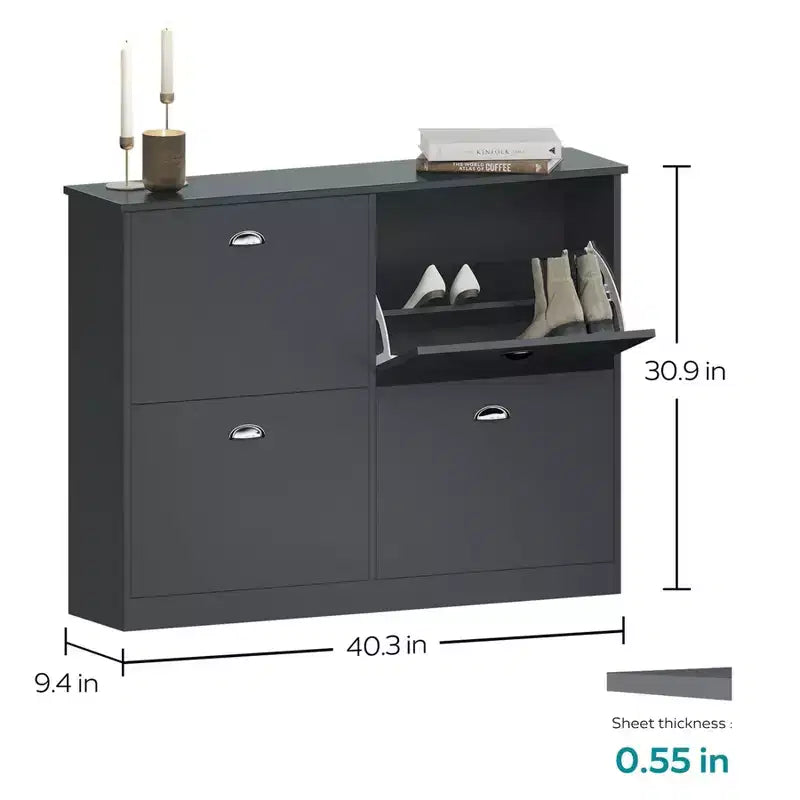 Meuble à chaussures étroit et discret à 4 tiroirs, étagère à chaussures multi-scènes, organisateur de chaussures polyvalent