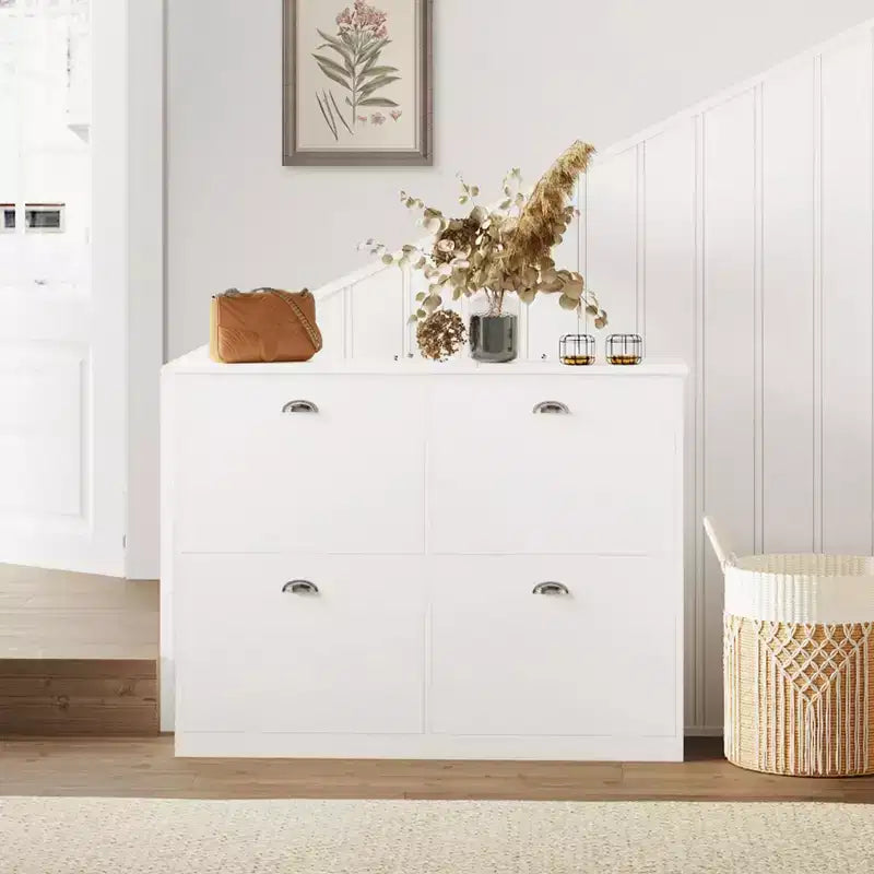Meuble à chaussures étroit et discret à 4 tiroirs, étagère à chaussures multi-scènes, organisateur de chaussures polyvalent