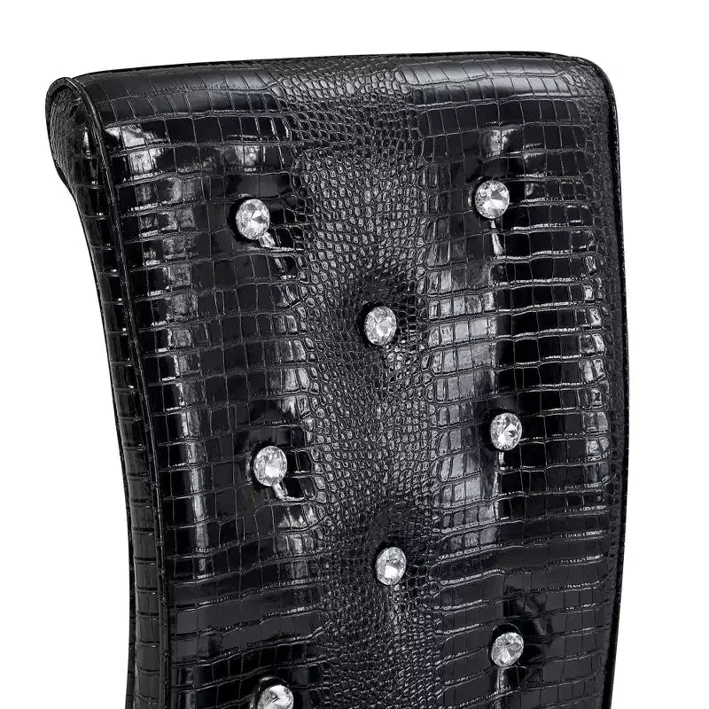Chaises de cuisine en peau d'alligator avec boucle en cristal, chaises de salle à manger en cuir PVC