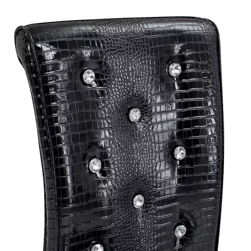 Chaises de cuisine en peau d'alligator avec boucle en cristal, chaises de salle à manger en cuir PVC