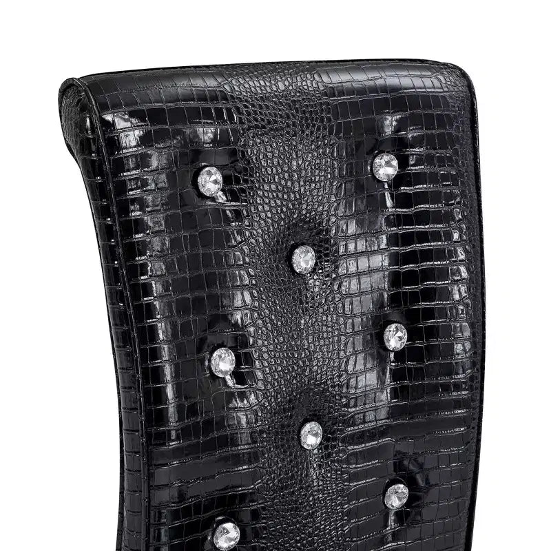 Chaises de cuisine en peau d'alligator avec boucle en cristal, chaises de salle à manger en cuir PVC