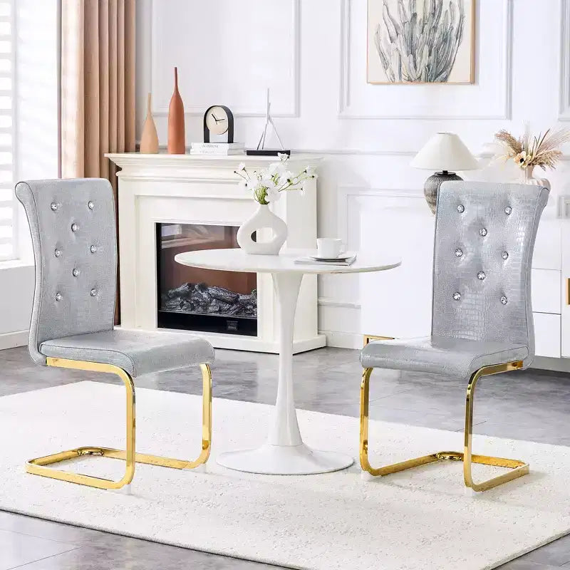 Chaises de cuisine en peau d'alligator avec boucle en cristal, chaises de salle à manger en cuir PVC