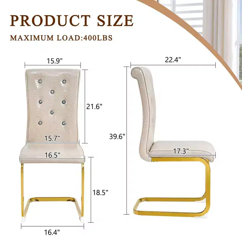 Chaises de cuisine en peau d'alligator avec boucle en cristal, chaises de salle à manger en cuir PVC