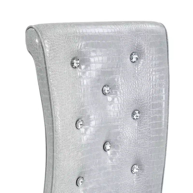 Chaises de cuisine en peau d'alligator avec boucle en cristal, chaises de salle à manger en cuir PVC