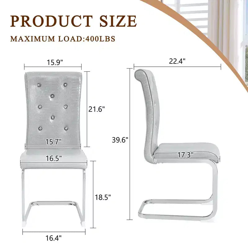 Chaises de cuisine en peau d'alligator avec boucle en cristal, chaises de salle à manger en cuir PVC