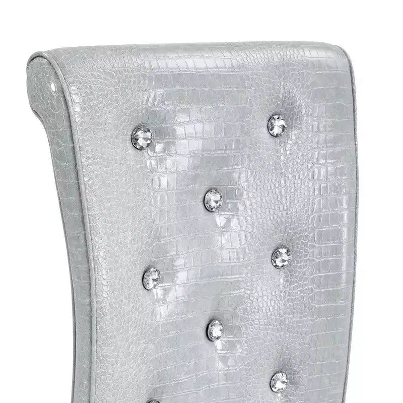 Chaises de cuisine en peau d'alligator avec boucle en cristal, chaises de salle à manger en cuir PVC