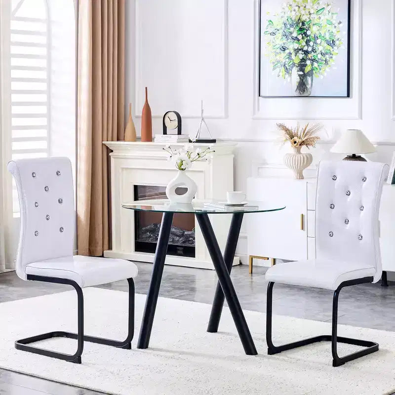 Chaises de cuisine en peau d'alligator avec boucle en cristal, chaises de salle à manger en cuir PVC