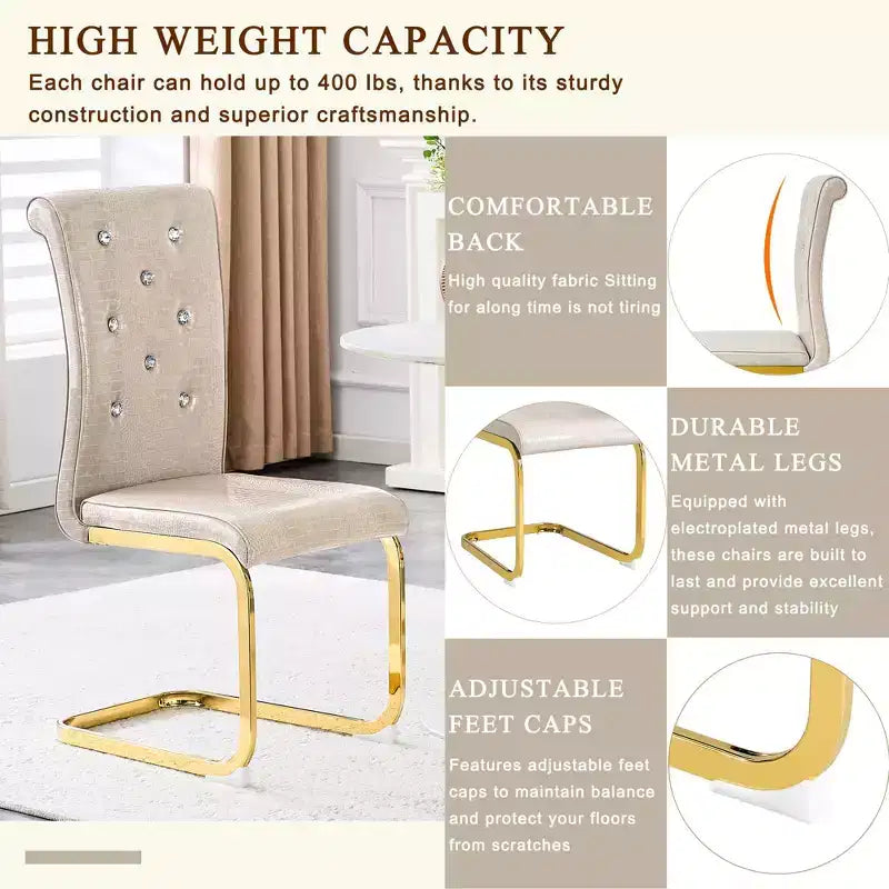 Chaises de cuisine en peau d'alligator avec boucle en cristal, chaises de salle à manger en cuir PVC
