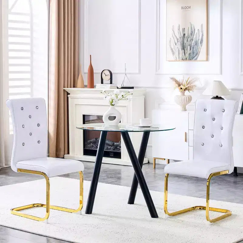 Chaises de cuisine en peau d'alligator avec boucle en cristal, chaises de salle à manger en cuir PVC