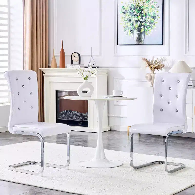 Chaises de cuisine en peau d'alligator avec boucle en cristal, chaises de salle à manger en cuir PVC