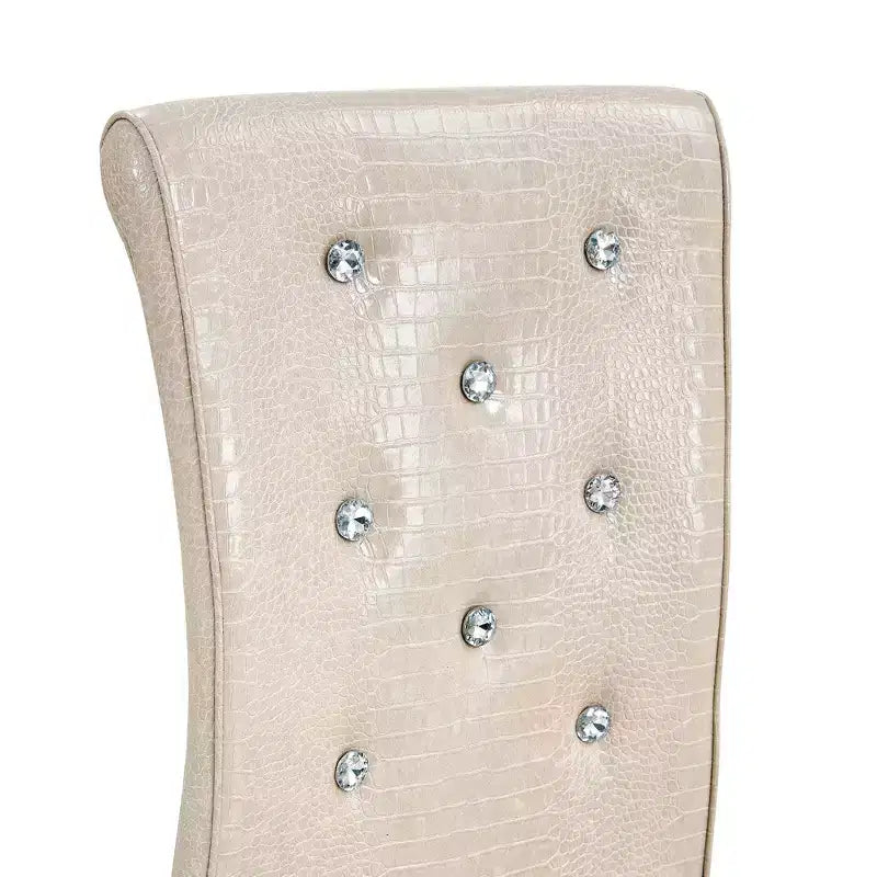 Chaises de cuisine en peau d'alligator avec boucle en cristal, chaises de salle à manger en cuir PVC