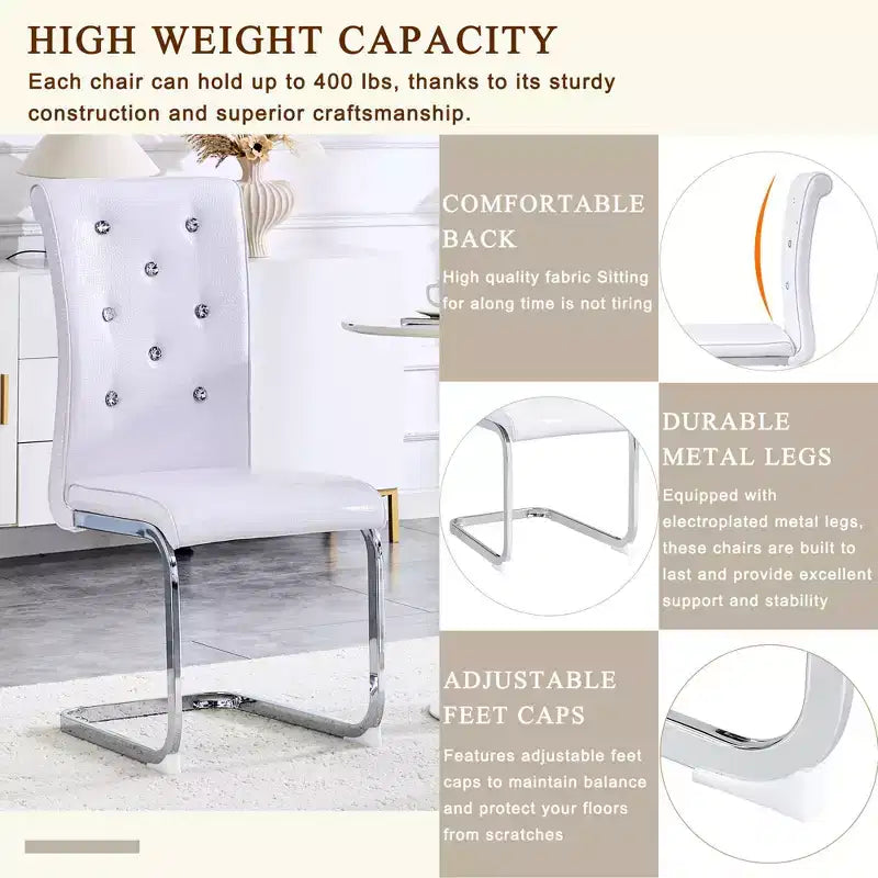 Chaises de cuisine en peau d'alligator avec boucle en cristal, chaises de salle à manger en cuir PVC