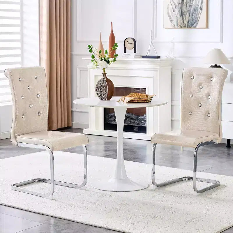 Chaises de cuisine en peau d'alligator avec boucle en cristal, chaises de salle à manger en cuir PVC