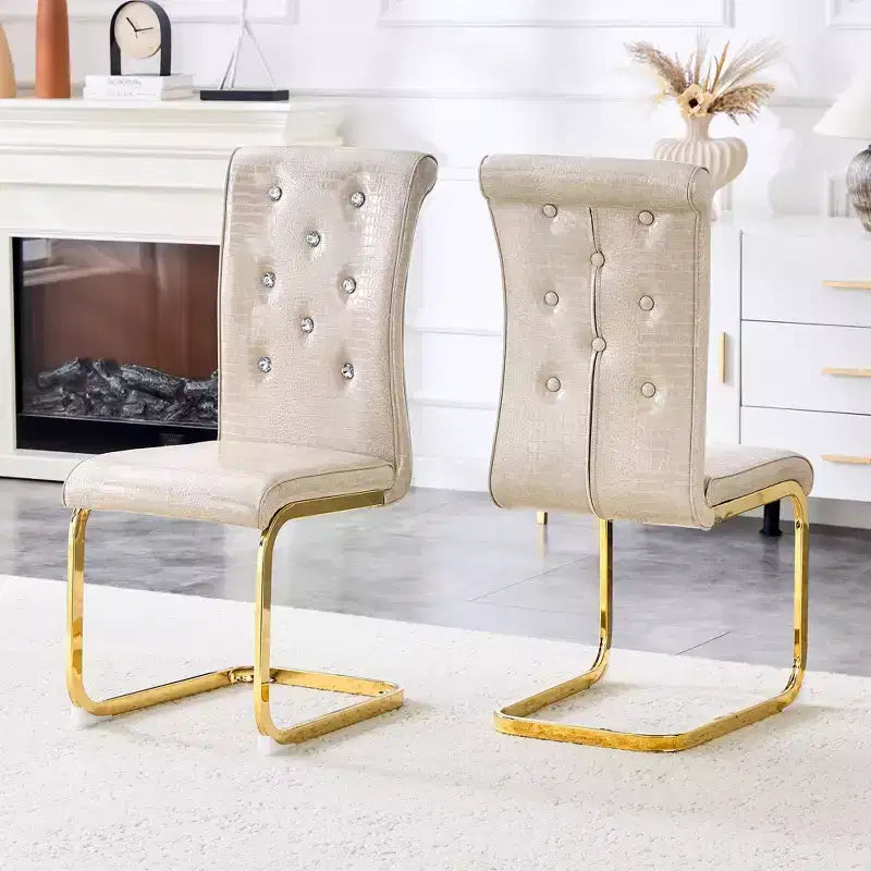 Chaises de cuisine en peau d'alligator avec boucle en cristal, chaises de salle à manger en cuir PVC